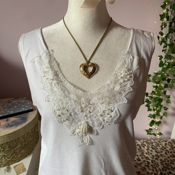 Vintage Embellished White Tank - Picture 2 of 7